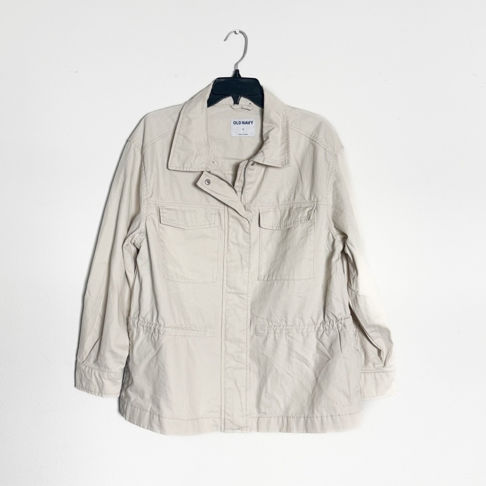 🌿Final Sale‎ Old Navy Cotton Cream Zipup Cargo Jacket